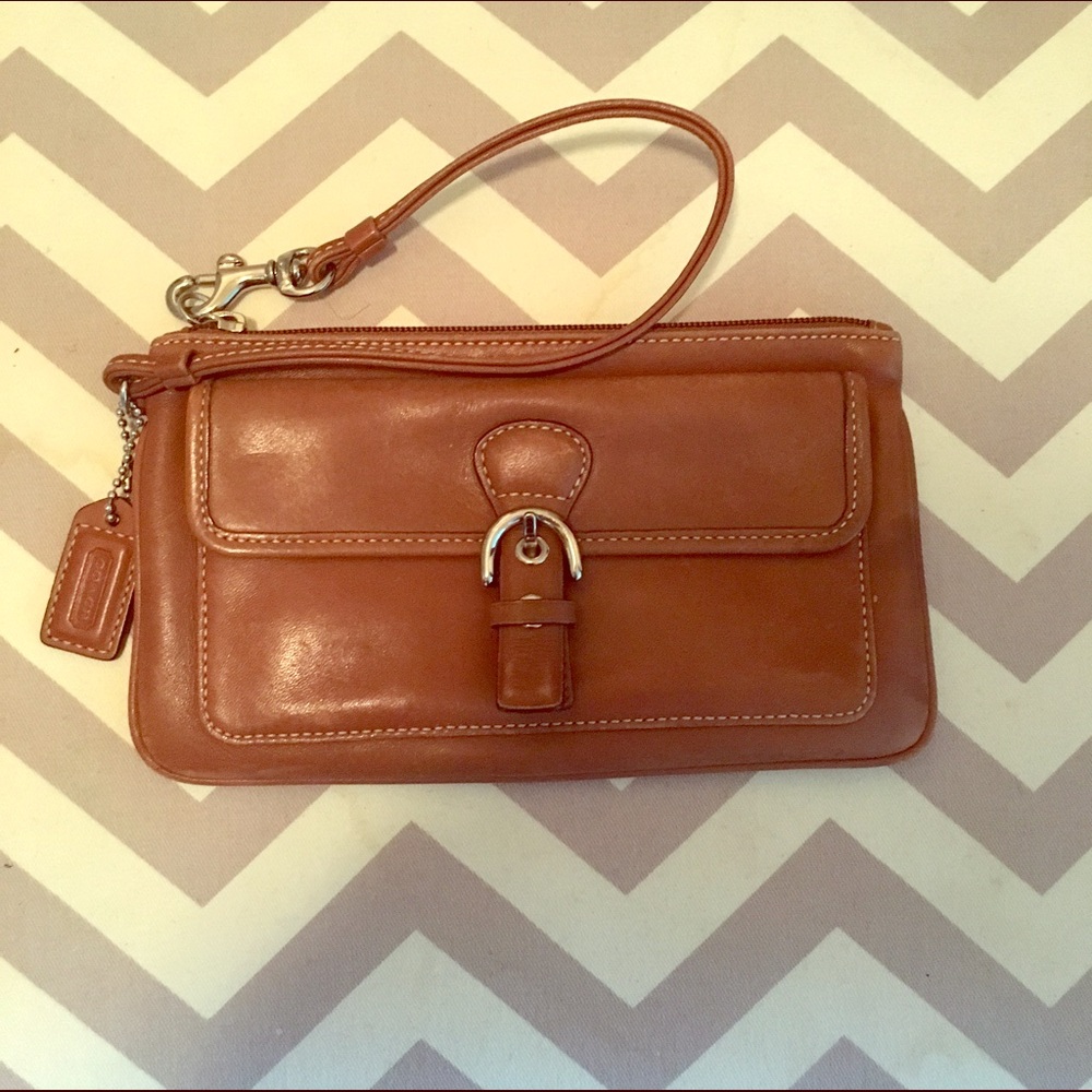 Coach Tan Leather Wristlet